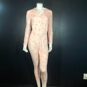 La Vie en Rose Women's Luxury Velour Hooded One Piece Pyjama Pink Deer Sz XS